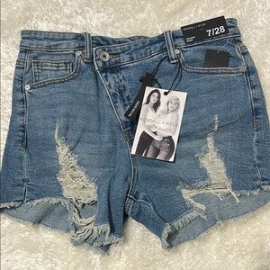 Kendall & Kylie Blue Distressed Denim Jean Icon Shorts